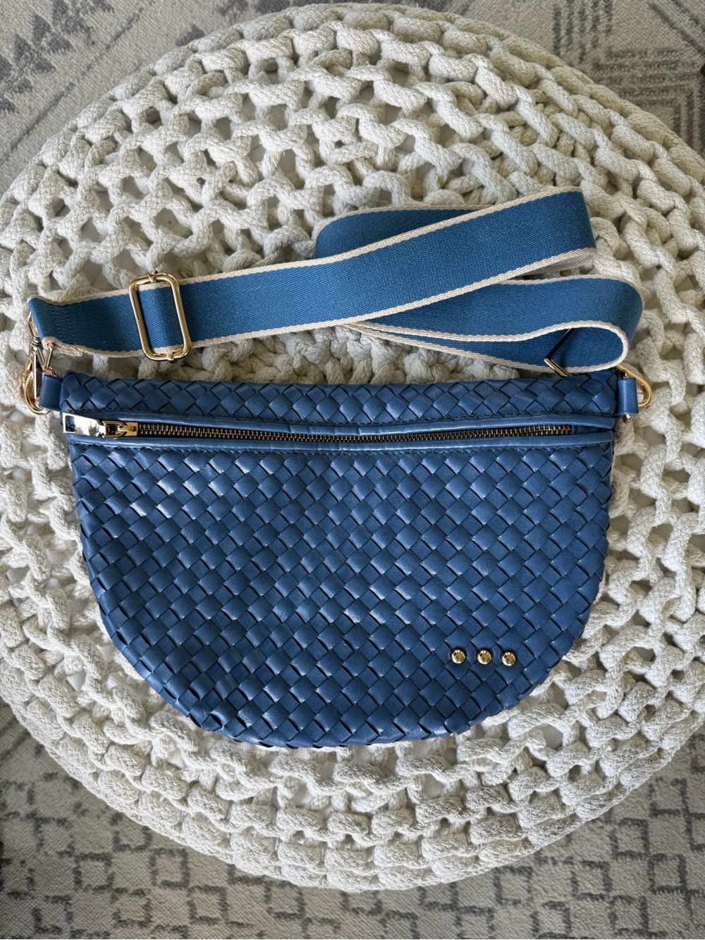 Westlyn Woven Bum Bag with Studded Detail- Denim Blue